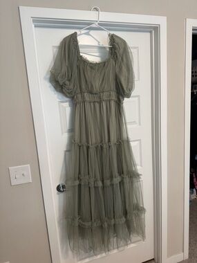 Olive Green Tiered Tulle Maxi Dress One Loved Babe XL